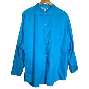 🩷 Old Navy The Boyfriend Shirt Women Size XL Button Down Shirt Turquoise blue